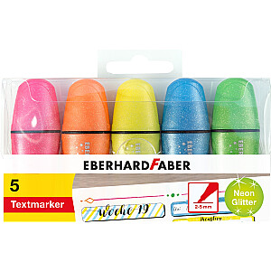Teksto žymekliai EberhardFaber, mini, blizgūs, neoniniai, 5 spalvos