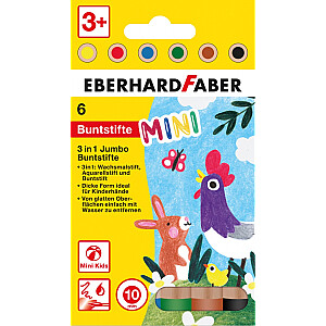 Spalvoti pieštukai EberhardFaber, MiniMaxi be-be, 6 spalvos