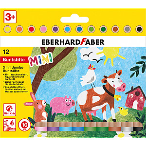 Spalvoti pieštukai EberhardFaber, MiniMaxi be-be, 12 spalvų