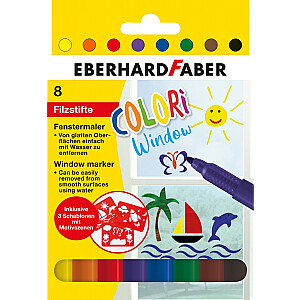 Markeriai EberhardFaber, Jumbo, piešimui ant langų, 8 spalvos