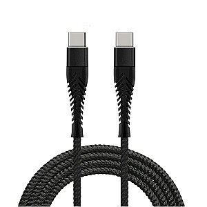 Fusion Fishbone USB-C-USB-C kabelis 65W / 3A / 1.5m juodas