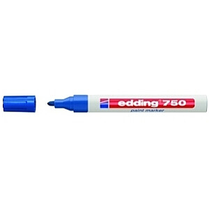 Маркер на основе лака Edding 750, круглый кончик, 2-4мм, синего цвета.