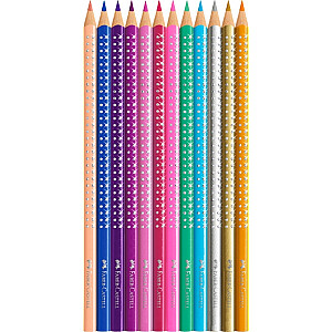 Spalvoti pieštukai Faber-Castell Sparkle, 12 spalvų