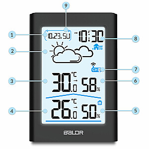 Meteorologinė stotis su ekranu BD-911 juoda