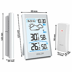 Meteorologinė stotis su ekranu BD-911 balta