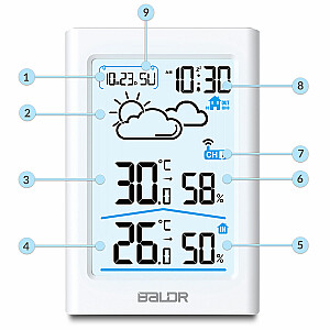 Meteorologinė stotis su ekranu BD-911 balta