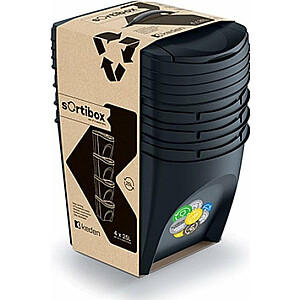 Atliekų konteineris Prosperplast Keden SORTI BOX Atliekų konteineris 4 x 25 l - juodas perdirbimas
