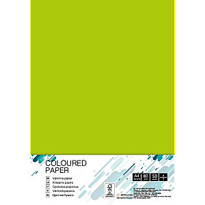 Spalvotas popierius College, A4, 80g, neoninis žalias, 50 lapų