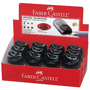 Точилка Faber-Castell, форма овальная, двойная, с коробкой, цвет черный.