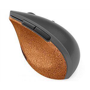Lenovo Go Wireless Vertical Mouse Wireless optical, Storm grey with natural cork, USB-A, 1 x AA batteries (included)