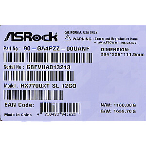 ASRock Radeon RX 7700 XT Steel Legend 12GB OC vaizdo plokštė