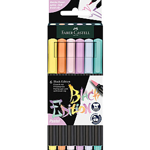 Faber-Castell Black Edition šepetėlių rašikliai, pastelinės 6 spalvos