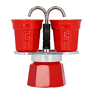Kavos aparatas Bialetti Mini Express raudonas 2tz + 2 puodeliai