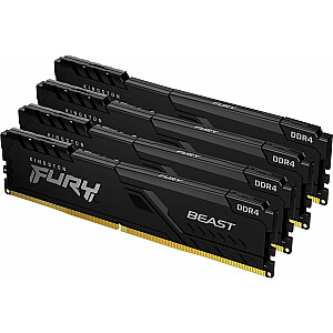 Atmintis „Kingston Fury Beast“, DDR4, 128 GB, 3600 MHz, CL18 (KF436C18BBK4/128)