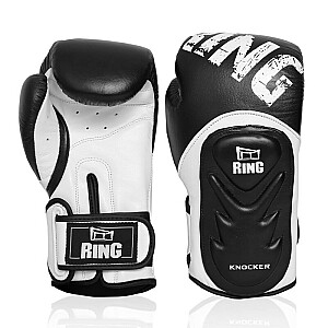 Bokso pirštinės Ring Knocker (RR-11) 14 oz, juodos/baltos