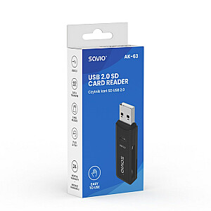 SAVIO SD kortelių skaitytuvas, USB 2.0, AK-63