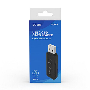 SAVIO SD kortelių skaitytuvas, USB 2.0, AK-63