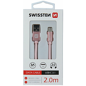 Swissten Textile Универсальный Quick Charge 3.1 USB-C USB Кабель данных 2м