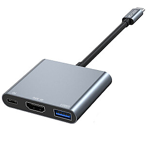 Tech - Protect V1 USB-C kelių prievadų adapteris | USB 3.0 | HDMI | USB-C | juodas