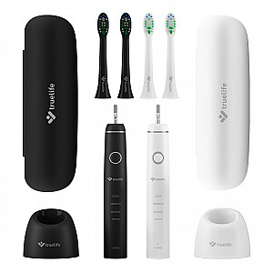 TrueLife SonicBrush Compact Duo svyruojantis dantų šepetėlis suaugusiems, juodas, baltas