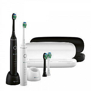 TrueLife SonicBrush Compact Duo svyruojantis dantų šepetėlis suaugusiems, juodas, baltas