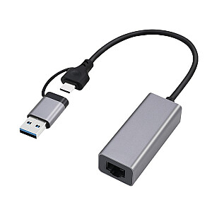 Gembird A-USB3AC-LAN-01 Gigabit tinklo adapteris USB 3.1 + Type-C, "space grey"