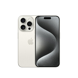 Apple iPhone 15 Pro, 15,5 cm (6,1 colio), dvi SIM kortelės, iOS 17, 5G, USB Type-C, 128 GB, titanas, baltas