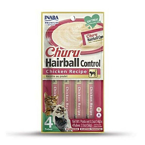 INABA Churu Hairball Chicken - skanėstas katėms - 4x14 g