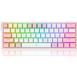 Klaviatūra Redragon Redragon K617 Fizz RGB klaviatūra balta/rožinė