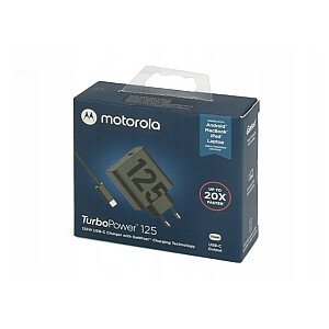 Motorola TurboPower 125W GaN USB-A į USB-C 1m sieninis įkroviklis, juodas