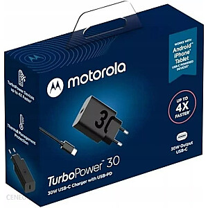 Motorola TurboPower 30 W USB-C įkroviklis su 1 m CC laidu, juodas