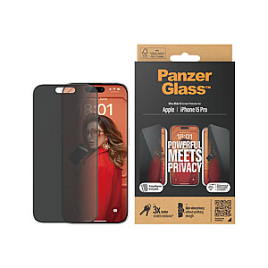 PanzerGlass Privacy ekrano apsauga iPhone 2023 6,1" Pro | Itin platus pritaikymas su EasyAligner