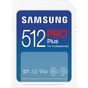 Samsung PRO Plus SDXC kortelė 512GB U3 V30 (MB-SD512S/EU)