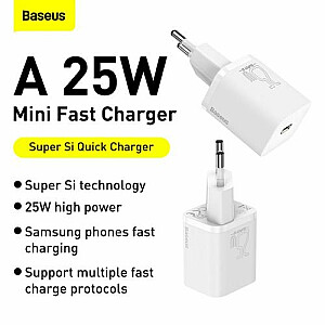 Baseus CCSP020102 Super Si 1C Ceļojuma Lādētājs 25W