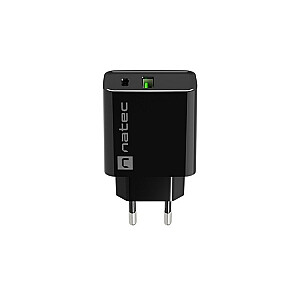 USB Įkroviklis NATEC RIBERA USB-A+USB-C 20 W PD BLACK