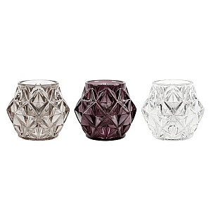 Stiklinė žvakidė 4 Live Diamond 7 cm 3 spalvos 627977