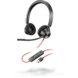 POLY Blackwire 3320 ausinės su laidine galvos juosta biuro / skambučių centro USB tipo A juoda, raudona