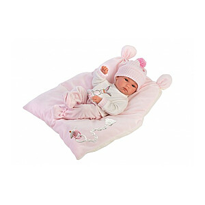 Kūdikių lėlytė Bimba 35 cm ant rožinės pagalvės, su čiulptuku (vinilinis korpusas) Ispanija LL63556