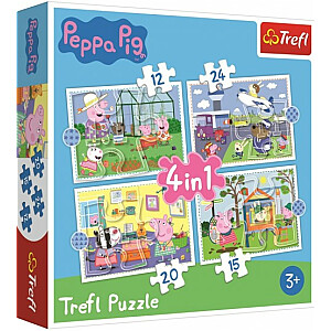 Dėlionė TREFL Peppa Pig (12,15,20,24 gb.) 4 in 1 4+ T34359