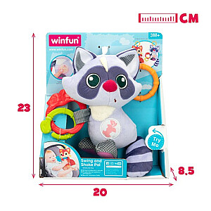 Minkštas kabantis barškutis Raccoon su garsu 22 cm 3 m + CB46707