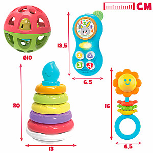 Комплект для малыша игрушки развивающие пирамидка, муз. игрушка и 2 погремушки 0 m+ CB46885