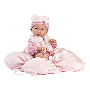 Kūdikių lėlytė Bimba 35 cm ant rožinės pagalvės, su čiulptuku (vinilinis korpusas) Ispanija LL63592