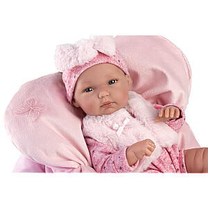 Kūdikių lėlytė Bimba 35 cm ant rožinės pagalvės, su čiulptuku (vinilinis korpusas) Ispanija LL63592