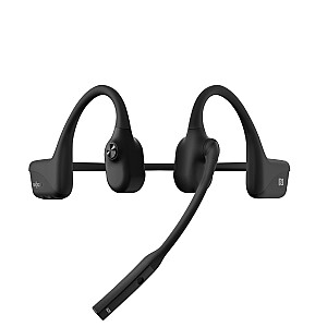 SHOKZ OpenComm UC – juodos ausinės su belaidžiu ausų kabliu biurui / „Bluetooth“ skambučių centrui