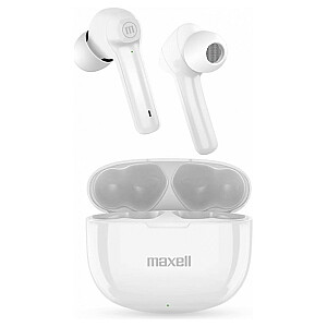 Maxell Dynamic+ belaidės ausinės su Bluetooth įkrovimo dėklu baltas