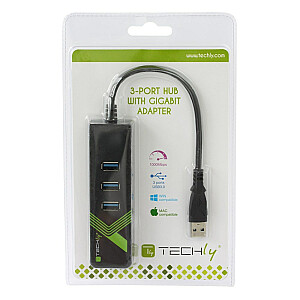 Techly IDATA USB-ETGIGA-3U2 док-станция/репликатор портов для ноутбука USB 3.2 Gen 1 (3.1 Gen 1) Type-A Черный