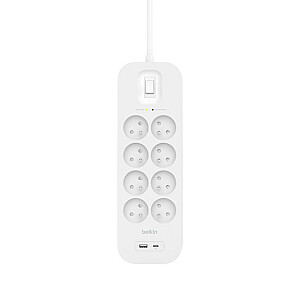 BELKIN SURGE PROTECT. STRIPP 8 PORT+1XUSB-A/C 900J
