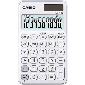 CASIO POCKET SKAIČIUOtuvas SL-310UC-WE BALTAS, 10 SKAITMENŲ EKRANAS