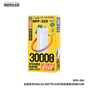 REMAX Power Bank 30000mAh RPP-320 Chinen - 2xUSB + C tipas - PD 20W QC 22,5W mėlyna