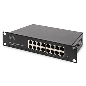 „Digitus“ 16 prievadų Gigabito Ethernet jungiklis DN-80115 Nevaldomas ant stovo montuojamas maitinimo tipas Vidinis